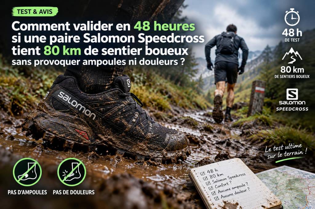 Comment valider en 48 heures si une paire salomon speedcross tient 80 km de sentier boueux sans provoquer ampoules ni douleurs